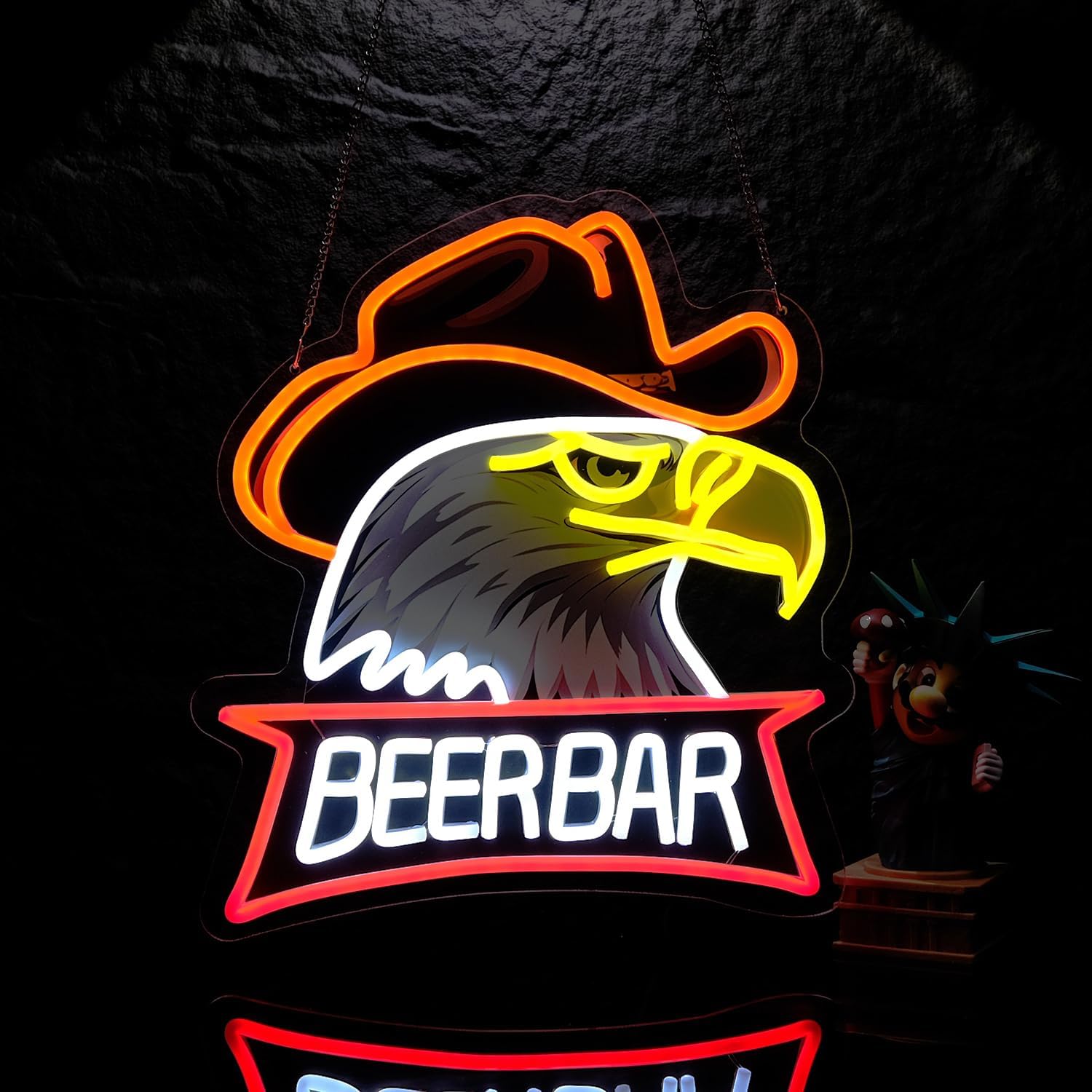 Beer & Wine Downtown - Beer Bar Neon Sign Business Art
