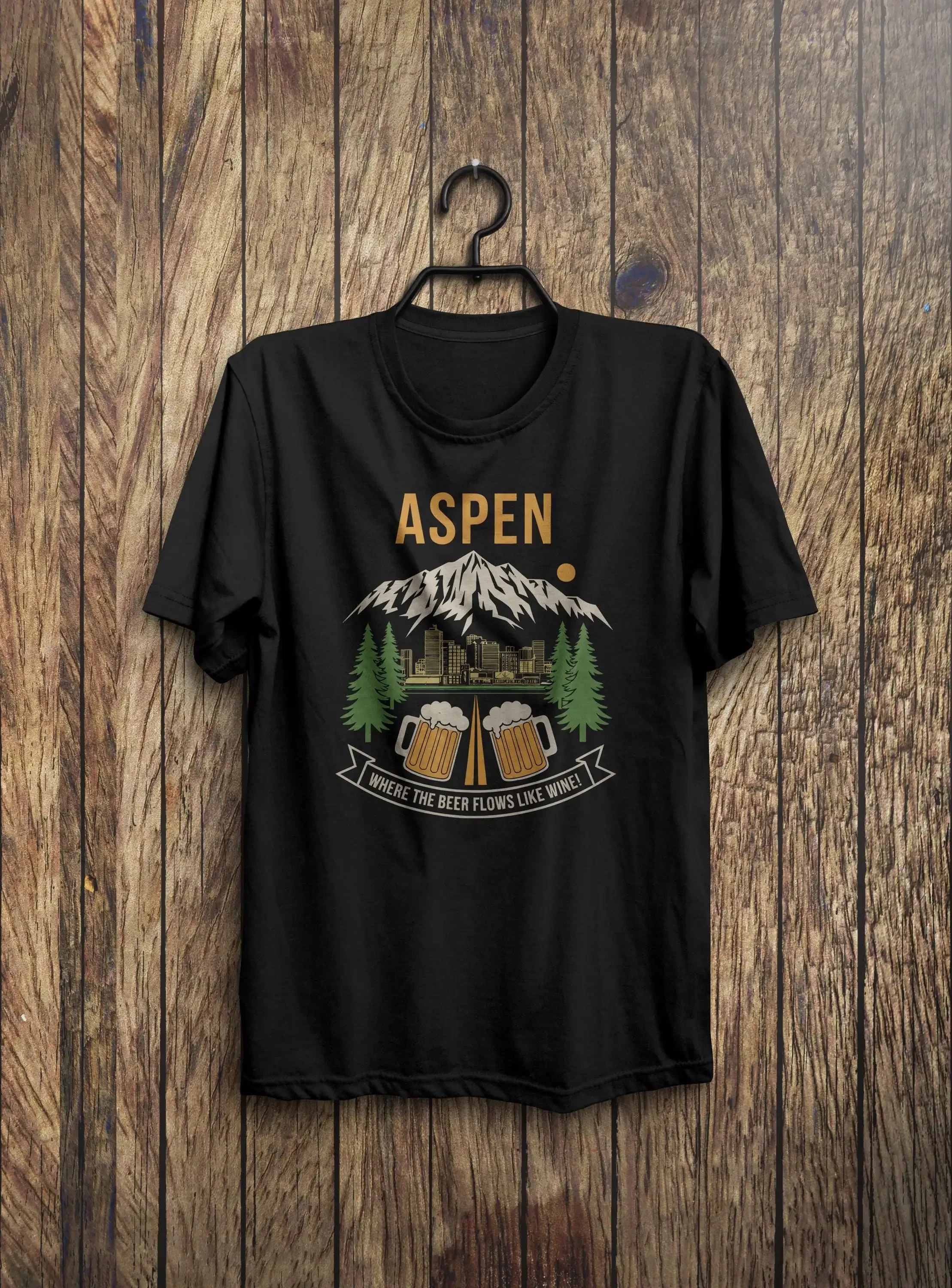 Aspen T Shirt Funny Where The  - مراجعة Wine Like Beer وسعره