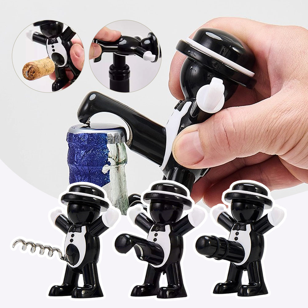 Black Cool Man Bottle Opener E - مراجعة Wine In Beer Bottle وسعره