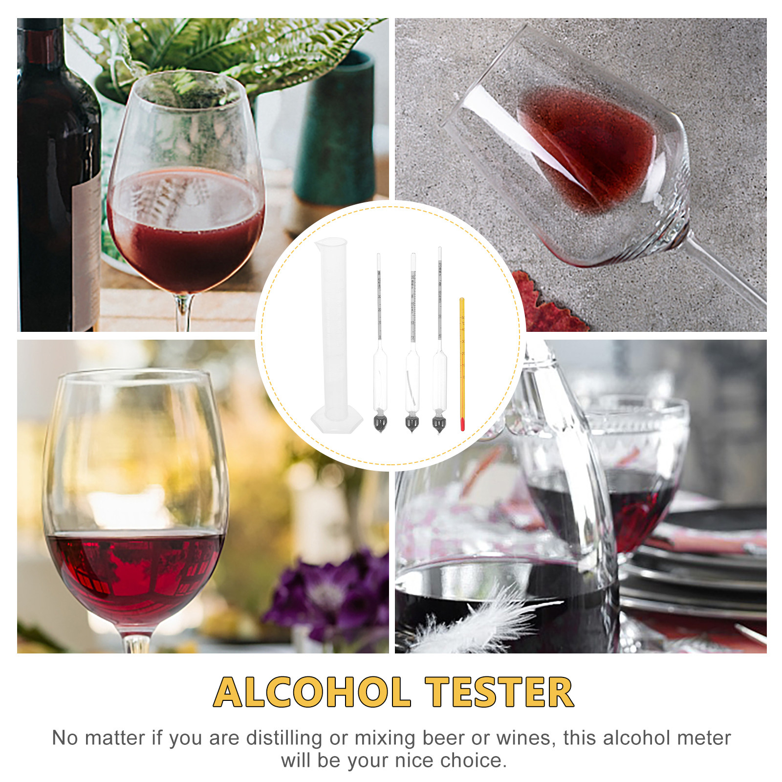 1 Set Alcohol Hydrometer Glass - مراجعة Wine Beer Alcohol Percentage وسعره