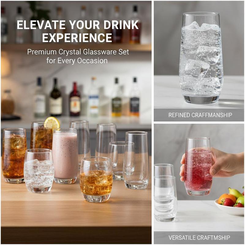 Glassware Collection 16-Piece  - مراجعة Wine Beer Mixed Drinks وسعره