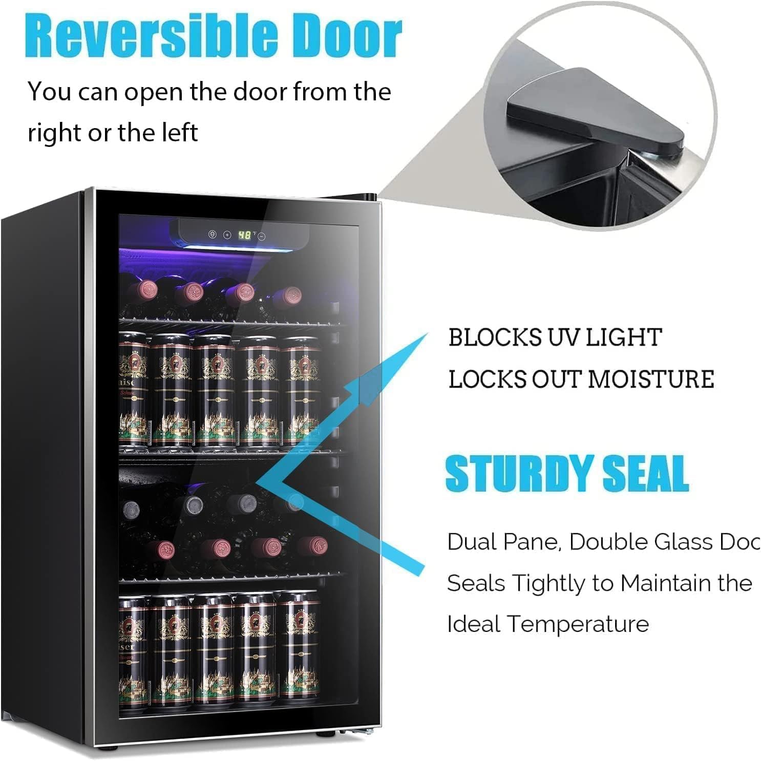 26 Bottle 130 Can Wine Cooler/ - مراجعة Wine Beer Fridge Cabinet وسعره