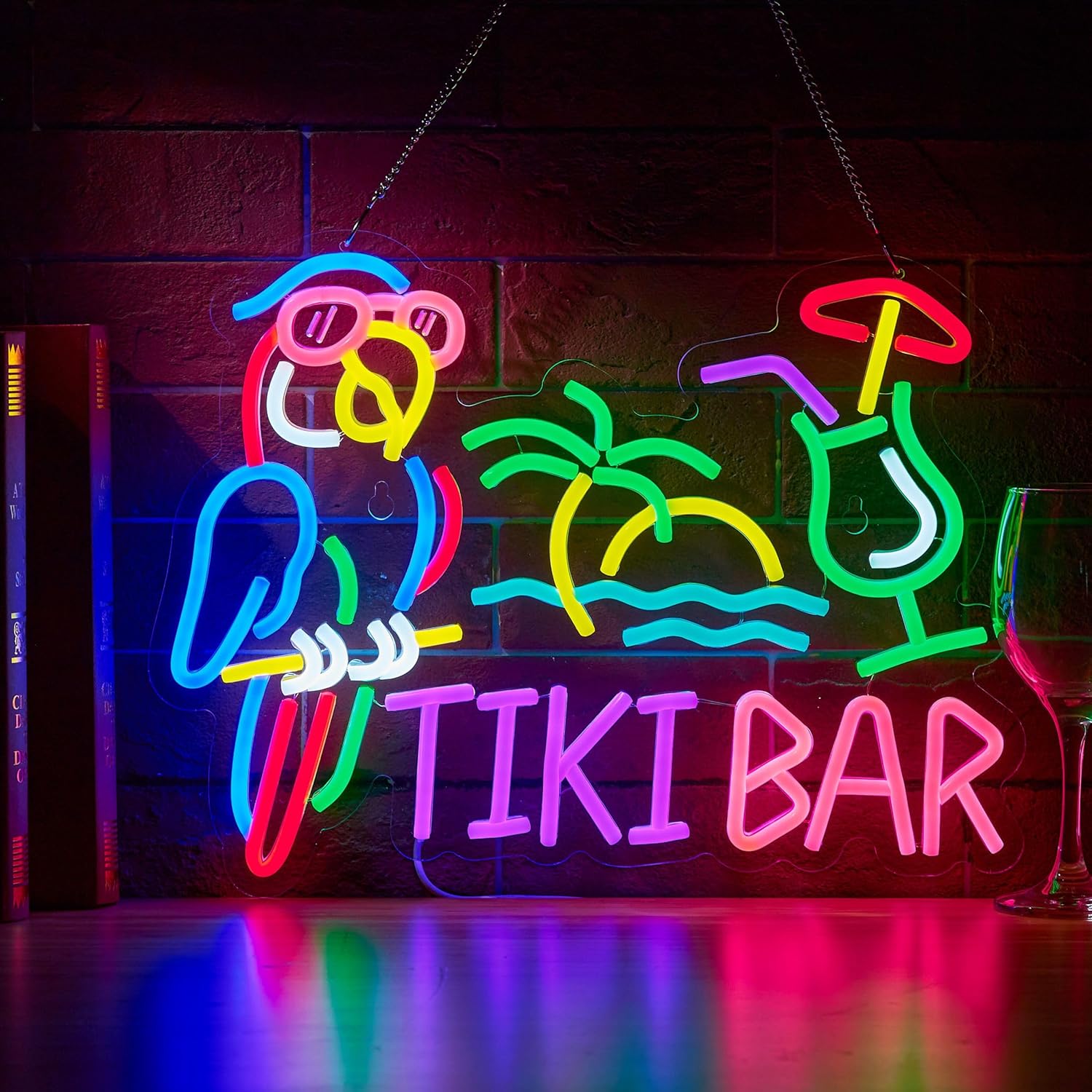 Tiki Bar Parrot Palm Tree Neon - مراجعة Beer & Wine Downtown وسعره