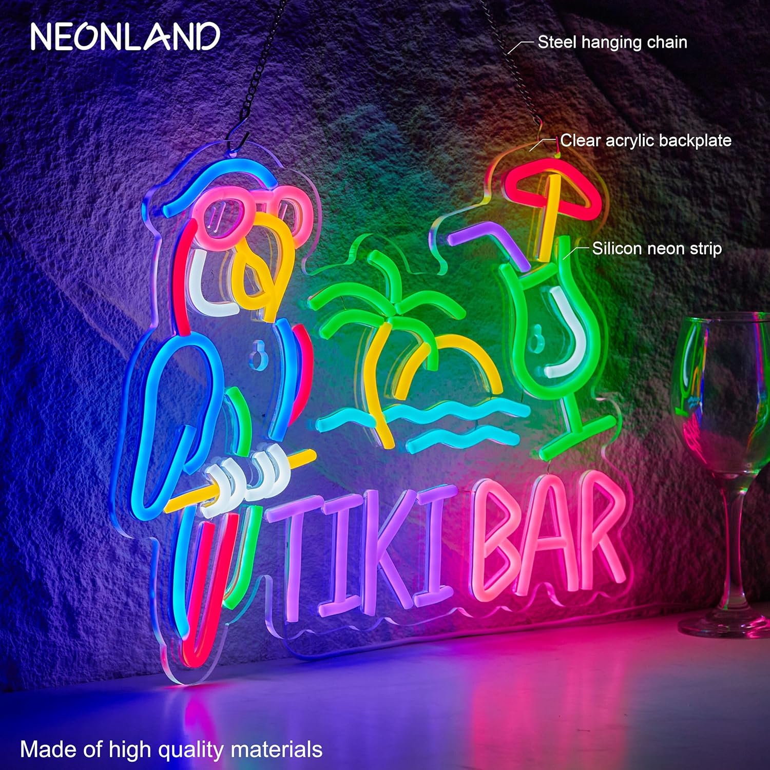 Tiki Bar Parrot Palm Tree Neon - مراجعة Beer & Wine Downtown وسعره