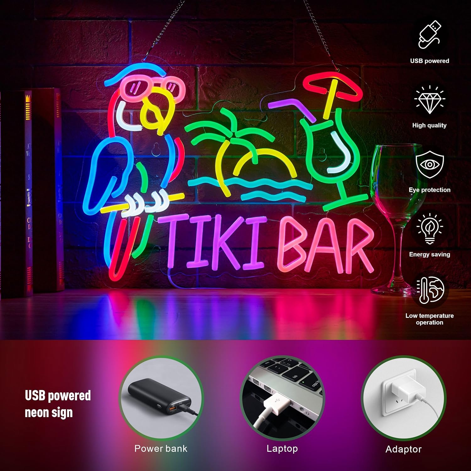 Tiki Bar Parrot Palm Tree Neon - مراجعة Beer & Wine Downtown وسعره